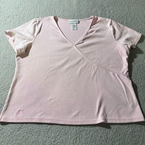 Jaclyn Smith Short Sleeve T-Shirt Pink Women's Extra Large Tee Womens V-Neck Top